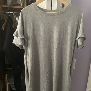 Gray Nordstrom Lush Shirt Dress with Ruffle Sleeve detail
